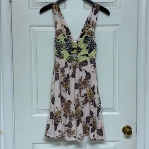 Free People Floral Yellow Cream Dress Size XS